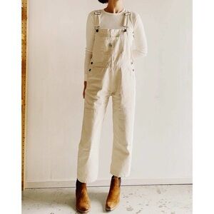 Hey Gang cream knee patch overalls, women’s medium size 2